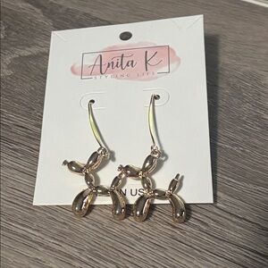 Gold Balloon Dog Earrings